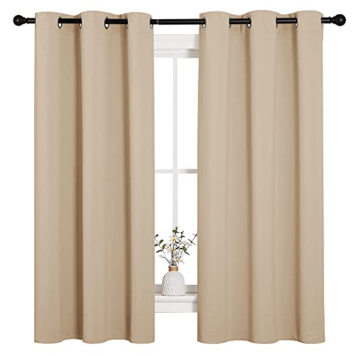NICETOWN Thermal Insulated Grommet Room Darkening Curtains/Draperies/Panels for Bedroom (2 Panels, W42 x L63 inches, Biscotti Beige) - color: Biscotti Beige, size: 42"W x 63"L (Pack of 2)