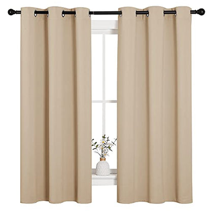 NICETOWN Thermal Insulated Grommet Room Darkening Curtains/Draperies/Panels for Bedroom (2 Panels, W42 x L63 inches, Biscotti Beige) - color: Biscotti Beige, size: 42"W x 63"L (Pack of 2)