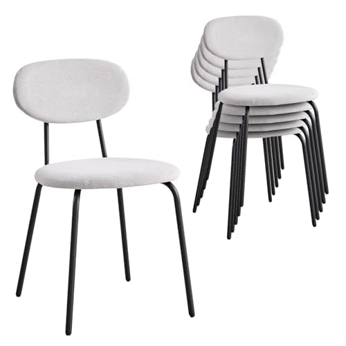 Stackable Guest Chairs Set of 6, Upholstered Waiting Room Chairs with Metal Legs for Reception, Breakroom, School, Meeting, Office - color: White, size: Set of 6