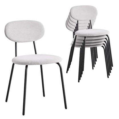 Stackable Guest Chairs Set of 6, Upholstered Waiting Room Chairs with Metal Legs for Reception, Breakroom, School, Meeting, Office - color: White, size: Set of 6