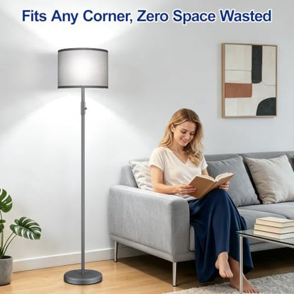 Floor Lamp Simple Design with Shade, Small Tall Lamps for Living Room Bedroom Office Dining Room Kitchen-Grey - color: Grey-Grey Shade