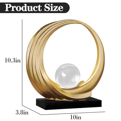 Dosker Modern Abstract Stripe Golden Shelf Decor Statues | Coffee Table Home Decor Sculpture,Desk Decoration for Living Room,Office (Golden)