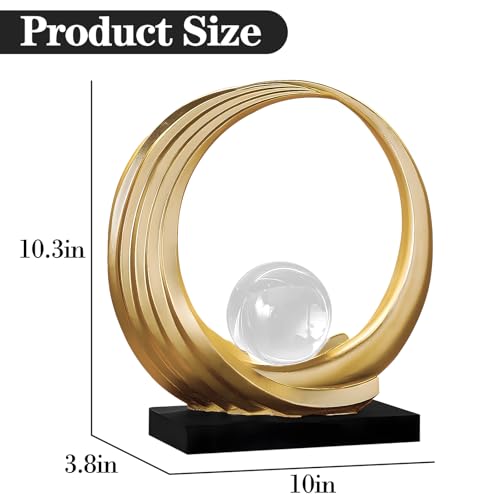 Dosker Modern Abstract Stripe Golden Shelf Decor Statues | Coffee Table Home Decor Sculpture,Desk Decoration for Living Room,Office (Golden)