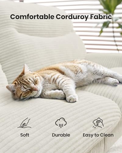 Amada 75 inch 3-in-1 Convertible Futon Sofa Bed, Beige | Adjustable backrest and armrests, strong wood legs and frame, loveseat for compact apartments, studios and offices - color: Beige, size: 75 Inch