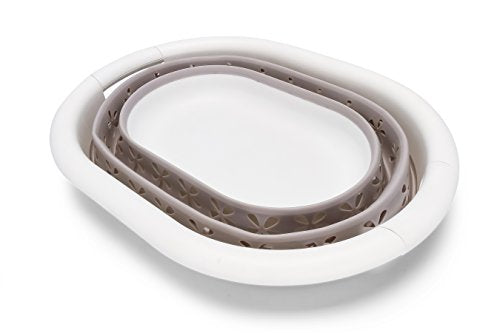 Camco Collapsible Laundry Basket | Features Simple Pop-Open & Collapse-Down Design | Waterproof for Easy Clean-Up | Measures 14.5” x 19.75” x 2.5”/10” Collapsed/Expanded, Taupe & White (51951) - size: 10 inches tall expanded (Pack of 2)