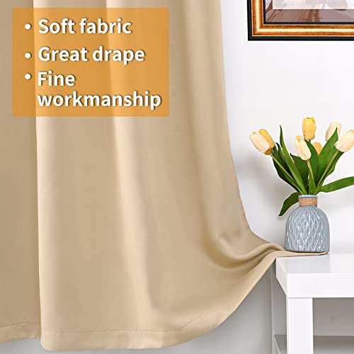 YoungsTex 100% Blackout Curtains 63 Inch Length 2 Panels, Room Darkening Drapes with Liner Thermal Insulated for Bedroom Window, Warm Beige, 38 X 63 Inch - color: Warm Beige, size: 38"W x 63"L (Pack of 2)