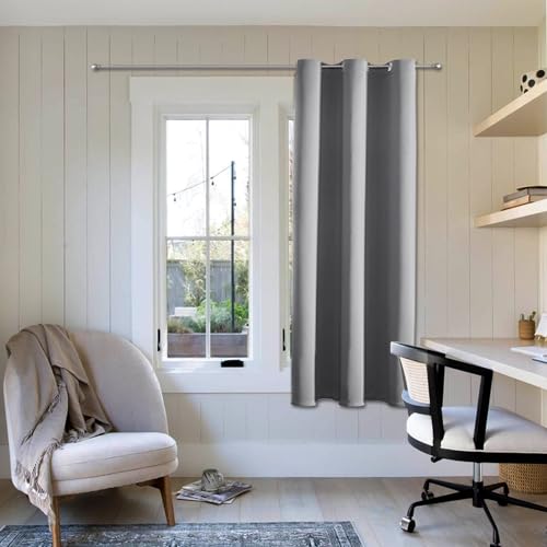 ChrisDowa Small Window Curtains 40 Inches Long for Bedroom Door Curtain | 29W x 40L, Light Grey Room Darkening Drapes, Doorway Curtain for Living Room/Kitchen/Closet, Thermal Insulated, 1 Panel - color: Light Grey, size: 29"W x 40"L (Pack of 1)