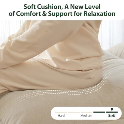 HALLYBEE Cloud Couch Sectional Modular Sofa for Living Room Ivory Beige | Modular Sectional Cloud Couch with Movable Ottoman, L-Shaped, 3-Seater, Chenille Fabric, Removable Cushion Covers, Apartment - color: Ivory Beige