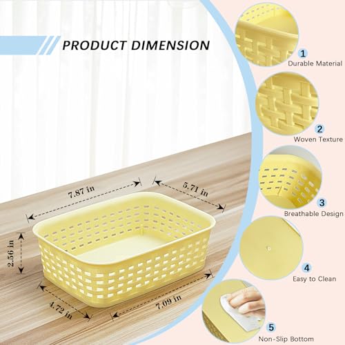 Soddeph Plastic Storage Baskets for Cabinets, Household Pantry Organization with Handle,Organizer Bins for Room,Bathrooms,Under-Sink,Kitchen (Yellow, XS-3PACK) - color: Yellow, size: XS-3PACK