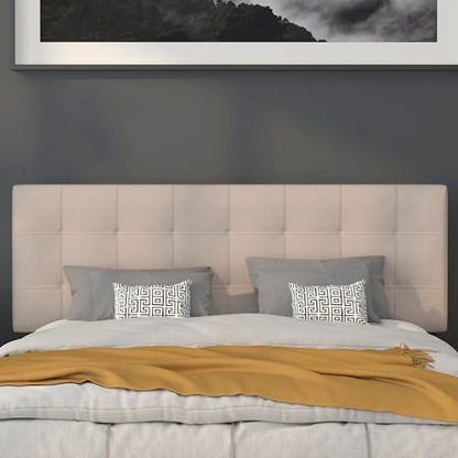 Quilted Tufted Upholstered Queen Size Headboard in Beige Fabric - color: Beige, size: Queen