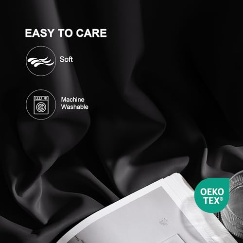 NICETOWN Black Out Curtains 54 inch Long, Rod Pocket 100% Blackout Curtains Thermal Drapes Solid Window Treatments for Bedroom, W52 x L54, 2 Panels - color: Black, size: 52"W x 54"L (Pack of 2)