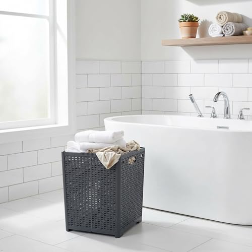 1-Pack Collapsible Laundry Hamper, Foldable Laundry Baskets, Gray | Dirty Clothes Hamper for Bathroom, Bedroom, Dorm Room & Laundry Room