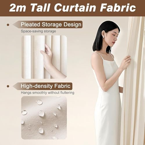 Curtains for Room Divider & Metal Support Pole,Floor to Ceiling Room Divider Wall,Folding Partition Curtain,Blackout Privacy Partition Panels,Wall Mounted Curtains Tracks(B,29.5-43.3in/75-110cm)