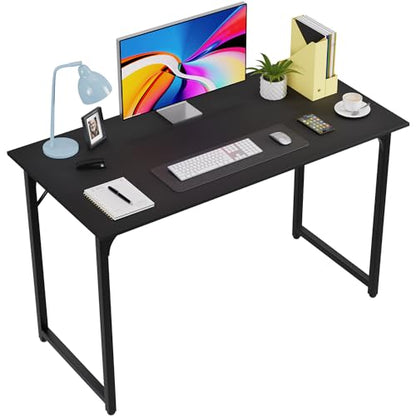 FDW 47 inches Computer Desk/Home Office Desk/Writing Study Table/Modern Simple Style PC Desk with Metal Frame,Black - color: Black, size: 47 Inches