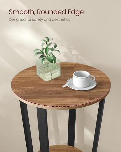 VASAGLE Round Side End Table, 2-Tier Accent Nightstand with Storage Shelf | Easy Assembly, Bedside Table Small Spaces, Living Room, Bedroom, Honey Brown and Ink Black, BARNET Collection ULET057KB01S - color: Honey Brown + Ink Black, size: 19.7"Dia. x 22.4