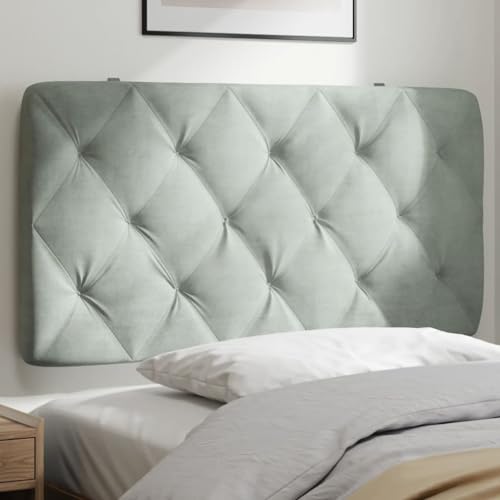 Velvet Headboard Cushion 39.4 Inch Wall Mounted Upholstered Bed Backrest Pillow for Reading Reading Support Light Gray