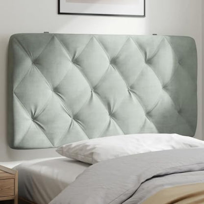 Velvet Headboard Cushion 39.4 Inch Wall Mounted Upholstered Bed Backrest Pillow for Reading Reading Support Light Gray