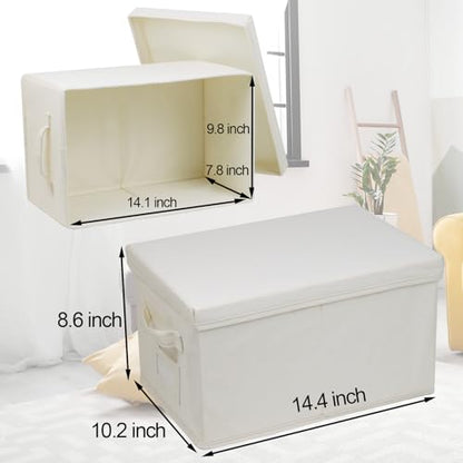 Fordonral 3 Pcs Closet Storage Bins with Lids & Lable & Handles, 15" 22 Quart Collapsible Fabric Stackable Storage Bin Cube Organizer Lidded Organizing Boxes Storage Containers