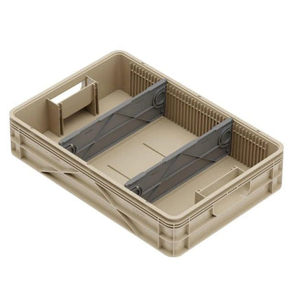 Quarter Crate 4-Pack Stackable Storage Bins, Camo | Polypropylene, 14 dividers included, 19.16x12.75x4.57 in, over 1000 lb stack, lids sold separately - color: Camo