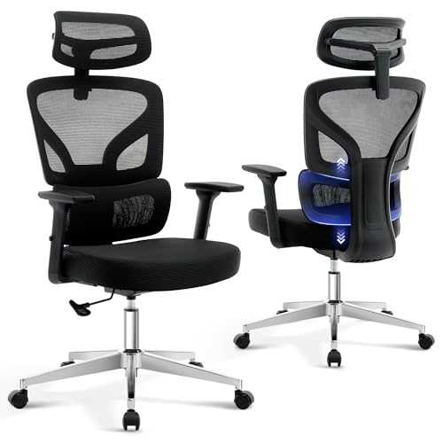 Ergonomic Office Chair Mesh – Adjustable Lumbar 3D Armrests High-Back Desk | Breathable Mesh Backrest; Seat Height & Tilt-Angle Adjustment; Smooth-Rolling Casters; Easy To Assembly, For Home, Office - color: Black-d1