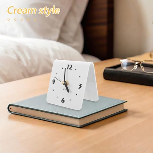 Silent Acrylic Table Clock Modern Minimalist Battery Operated Desk Clock for Bedrooms Smooth Sweeping Hand for Light Sleepers and Couples