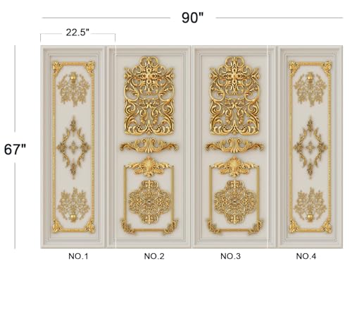 Eierme-Interior Walls with Golden Relief Patterns Mural Wallpaper Peel and Stick 90" x 67" - color: No.11, size: 90" x 67"