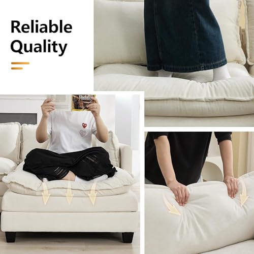 113'' V Shaped Cloud Sectional Sofa, Oversized Deep Seat Couches for Living Room, Chenille Comfy Upholstered Modular Sectional Sofa Couch, Beige - color: Beige, size: 113'' V Shape