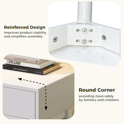 FUNKOCO White Small Vanity Desk with Drawers, 40 Inch Simple Writing Desk | Vanity Desk No Mirror with 4 Solid Legs, Modern Computer Desk for Small Spaces, Home Office, Study - color: Cream White
