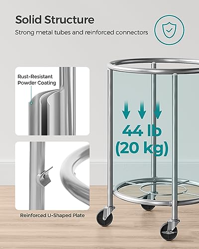 SONGMICS Laundry Basket, Rolling Steel Frame with 2 Locking Wheels, 110 L | Heavy-Duty Laundry Hamper Cart with Removable Bag, Cream White and Metallic Silver, URLS002W01 - color: Cream White + Metallic Silver, size: 110 L (1-Section)