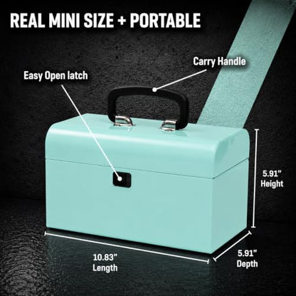K.balt Retro Portable Mini Toolbox Teal Steel Tool Box - color: Teal, size: Retro