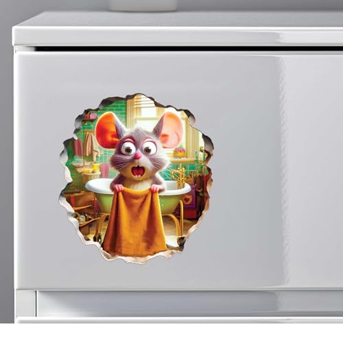 Funny 3D Mouse Shower Wall Sticker – Removable Mousehole Bathroom Décor for Kids or Whimsical Homes by MICESTERPIECE - style: ShowerMouse