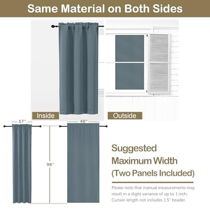 Stone Blue Blackout Curtains for Bedroom 96 Inches Long 2 Panels, Soft Fabric Blackout Curtains, Room Darkening Living Room Window Treatments, Dual Rod Pocket Window Drapes, 2x40Wx96L Inches - color: Mineral Blue, size: 40"W x 96"L (Pack of 2)