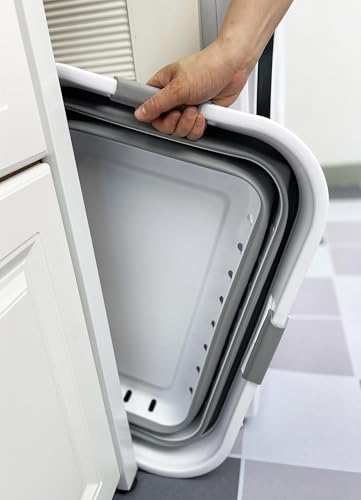 SAMMART 42L (11 gallon) Collapsible Plastic Laundry Basket - Foldable Pop Up Storage Container/Organizer - Space Saving Hamper/Basket (1, Grey/White) - color: Grey/White