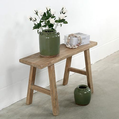 Artissance 35" Long 10" Wide Elmwood Bench, Natural Wood - size: 20H x 35W x 10L