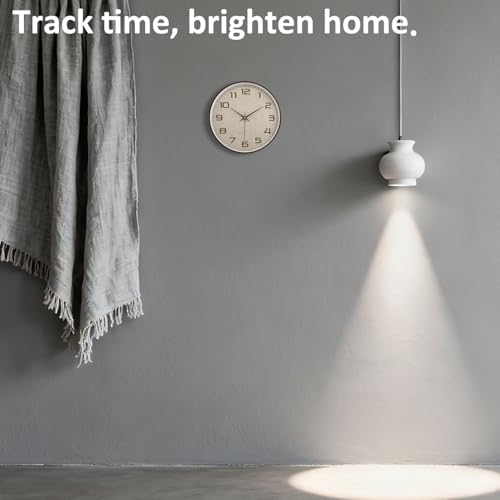 Woodgrain Wall Clock, Silent Non-Ticking Battery Operated Clock 10 Inch, Large Easy-to-Read Number Linen Texture Face Modern Analog Clocks for Living Room Bedroom Kitchen Office Gym, Brown - color: Mocha Brown White, size: 10 Inch