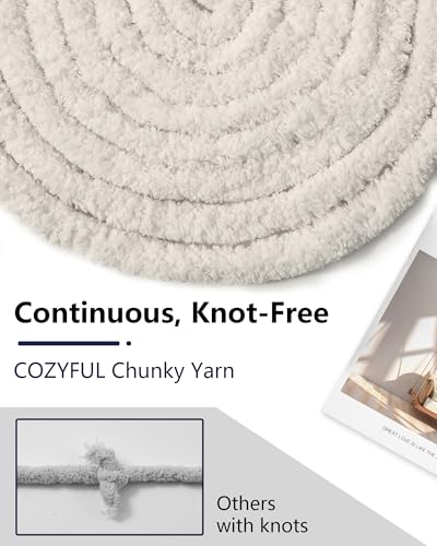 Cozyful Chunky Yarn for Hand Knitting, #9 Thick Jumbo Big Chunky Yarn for Crocheting, Super Chunky Knit Blanket Yarns, Large Chunky Chenille Yarns, 8 Pack (30 yds 8 oz Each Skein), Beige White - color: Beige White