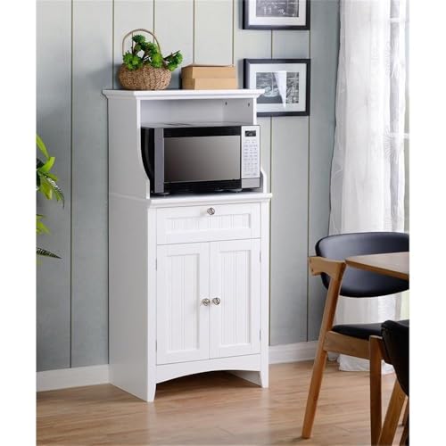 OS Home and Office Furniture 23.5" Wood Microwave/Coffee Maker Cabinet in White