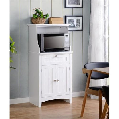 OS Home and Office Furniture 23.5" Wood Microwave/Coffee Maker Cabinet in White