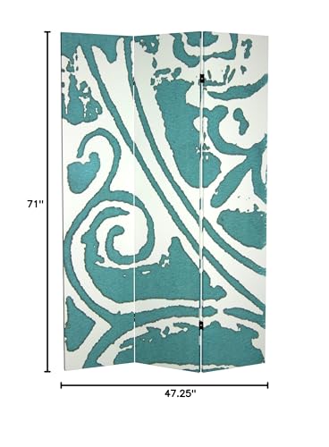 6 ft. Tall Double Sided Teal Vineyard Canvas Room Divider - color: Teal Vineyard