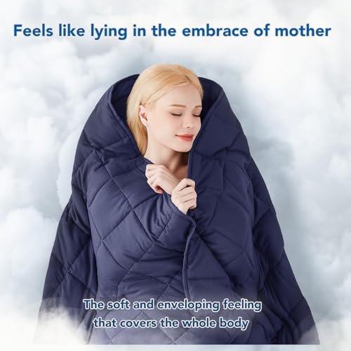 Weighted Blanket (20lbs 80"x87" King Size) Soft Cooling Heavy Blanket Sleeping, Apply to 190-210 lbs Body, Thick Breathable Blanket with Glass Bead, Easy Care - color: 01-navy Blue, size: 80"×87"-20lbs