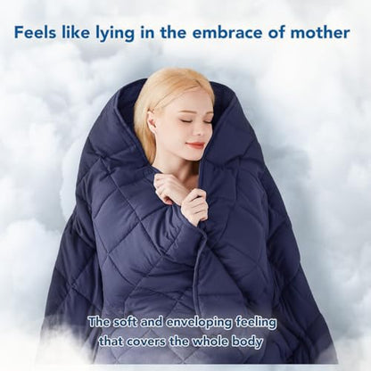 Weighted Blanket (20lbs 80"x87" King Size) Soft Cooling Heavy Blanket Sleeping, Apply to 190-210 lbs Body, Thick Breathable Blanket with Glass Bead, Easy Care - color: 01-navy Blue, size: 80"×87"-20lbs