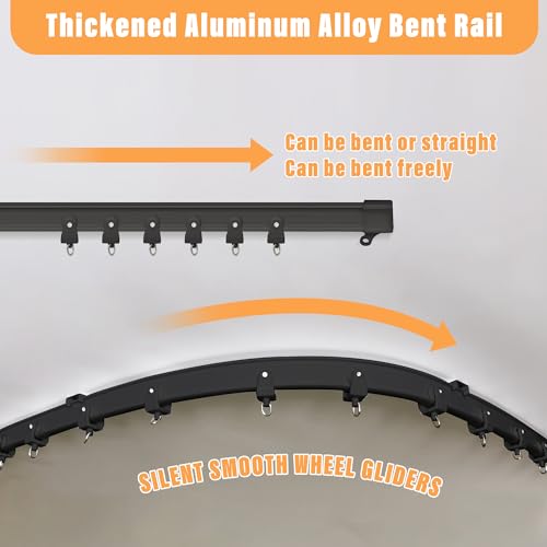 Room Divider Curtains with Flexible Ceiling Tracks Set,(Black Drape & Black Rail W 15 × H 9 FT) - color: Black, size: 180"W x 108"L (Pack of 1)