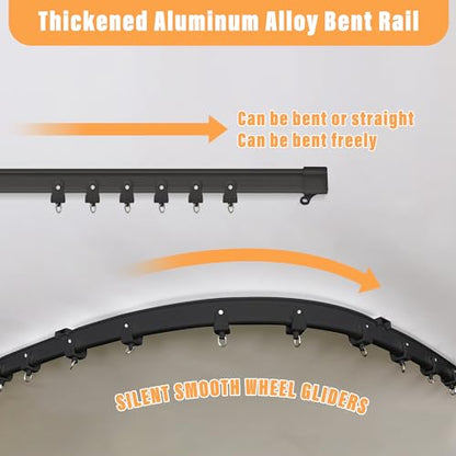 Room Divider Curtains with Flexible Ceiling Tracks Set,(Black Drape & Black Rail W 15 × H 9 FT) - color: Black, size: 180"W x 108"L (Pack of 1)