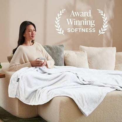 Bare Home Fleece Blanket Luxury Microplush (Full/Queen, White) | Ultra-Soft Lightweight Blanket for Bed, Sofa, and Couch, Cozy & Warm Blanket - color: 01 - White, size: Full/Queen