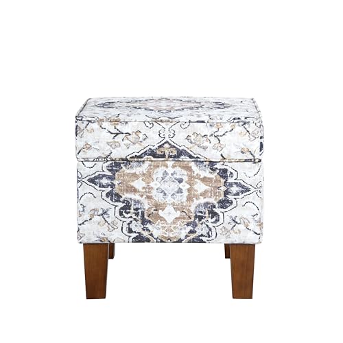 Spatial Order 22" Dinah Collection Storage Ottoman - Antiqued Ebony Cream - color: Antiqued Ebony Cream