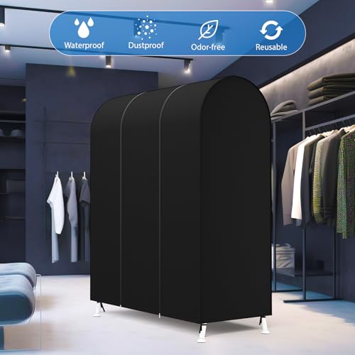 Zilink Garment Rack Cover Garment Bags Protector Wardrobe Cover 50in, Black | Dustproof, Breathable, 2 Durable Zippers, Clothes Rack Cover for Garment Rack (Rack Not Included) - size: 50"L x 20"W x 60"H - Black