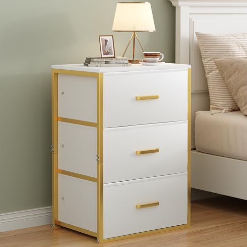 Closet Drawers with 3 Fabric Drawers Nightstands Bedside End Table Storage | Plastic Storage Drawers for Clothes Fabric Drawer Dresser for Bedroom, Kids Room, Dorm, Office, Living Room, Under Bed - size: 16.5"D x 11.8"W x 24"H (3 Drawers)