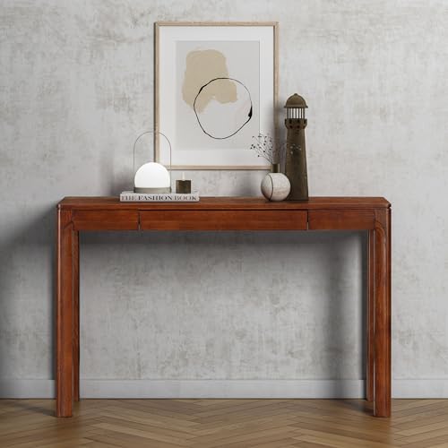 Flow 47-Inch Console Table, Modern Solid Wood Entryway Table with Hidden Drawer, Waterproof & Heat Resistant, Narrow Table for Hallway, Living Room & Foyer, Dark Walnut - color: Dark Walnut, size: 47 Inch, style: Console