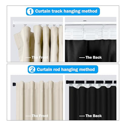 Room Divider Curtains Total Blackout Privacy Curtain Panel Room Thermal Insulated Noise Reduction Curtains for Bedroom Window Living Room Ceiling Track Curtain W 12.5 ft × H 8ft Beige - color: Beige, size: 150"W x 96"L (Pack of 1)