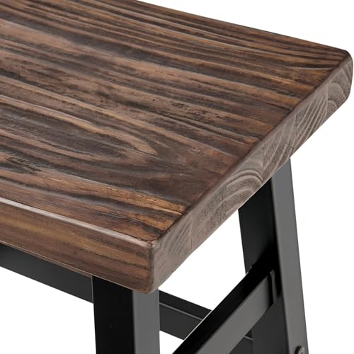 Alaterre Furniture Pomona Rustic Industrial Barstool – 20” Backless Counter Stool with Solid Pine Wood Seat and Black Metal Legs – Farmhouse Seating for Dining Room, Kitchen, or Office (Natural/Black) - style: Metal Frame Barstool